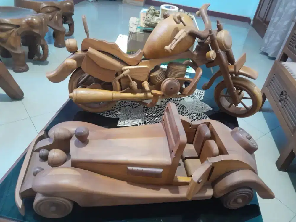 Dekorasi Mobil & Motor Kayu Jati 1 set