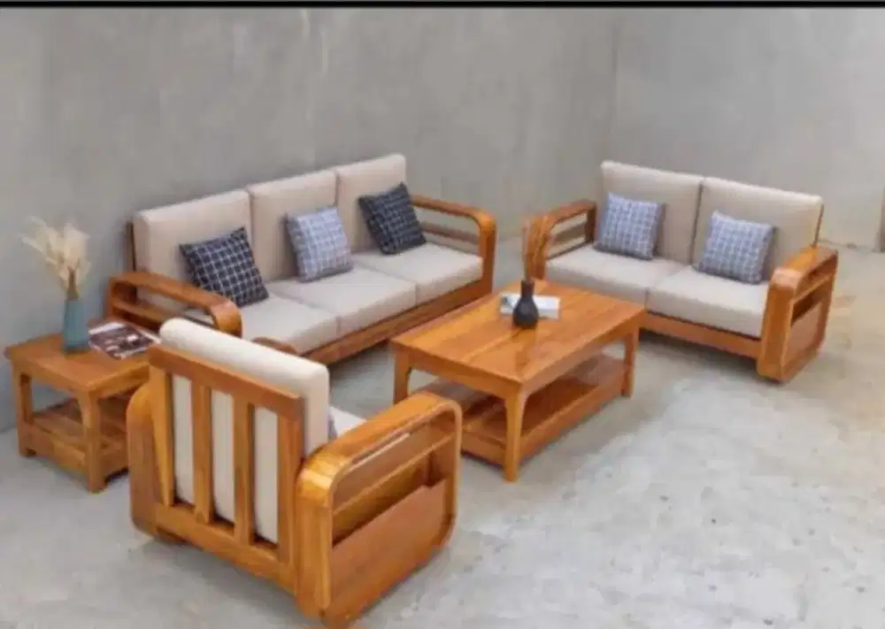 Kursi tamu sofa minimalis jati