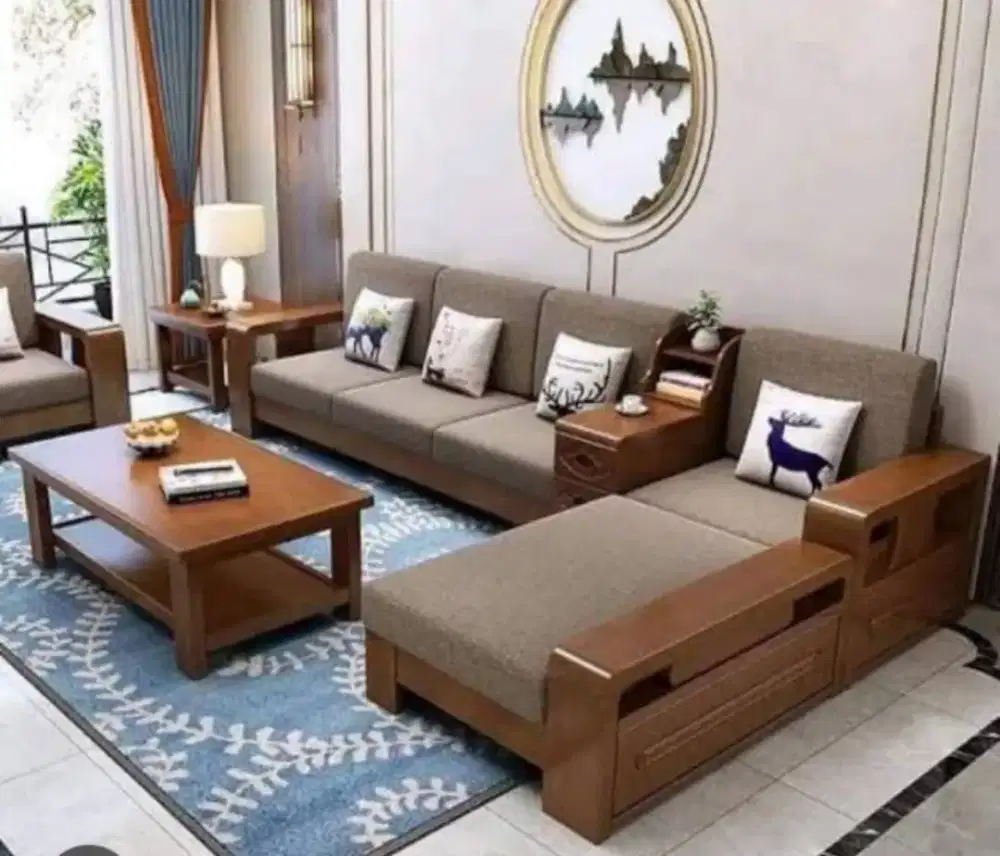 Kursi tamu sofa minimalis jati