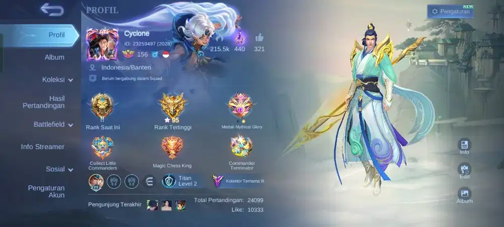 Akun Mobile Legend Zilong Kolektor