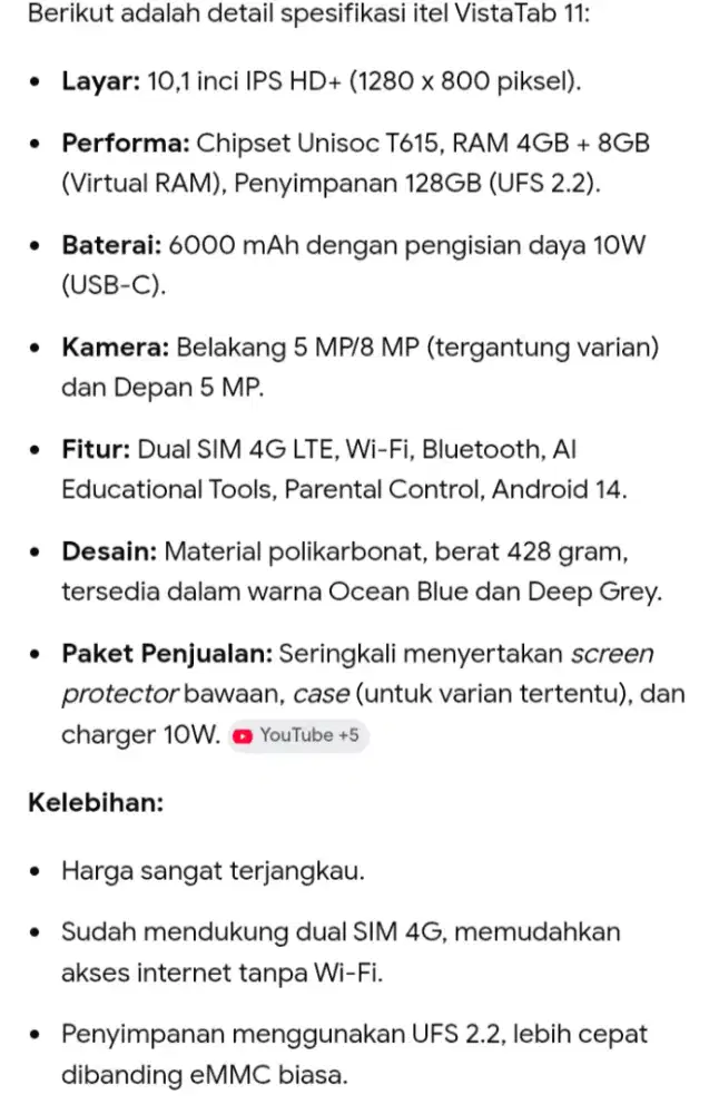 tablet itel vista tab 11