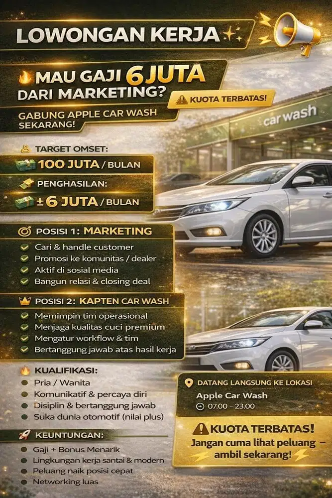 Lowongan Terbatas Marketing Gaji Sampai 6 Juta, Lokasi Tangerang