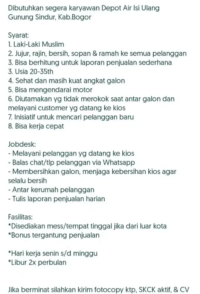 Loker Depot isi ulang air