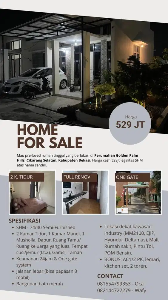 RUMAH DIJUAL/OVER KREDIT (cicilan jalan 4th)‼️