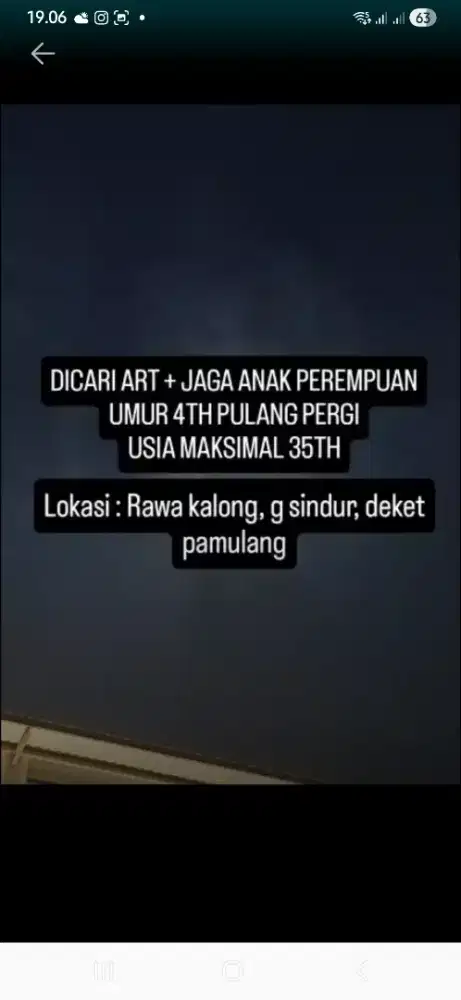 Di cari art + jaga anak pulang pergi