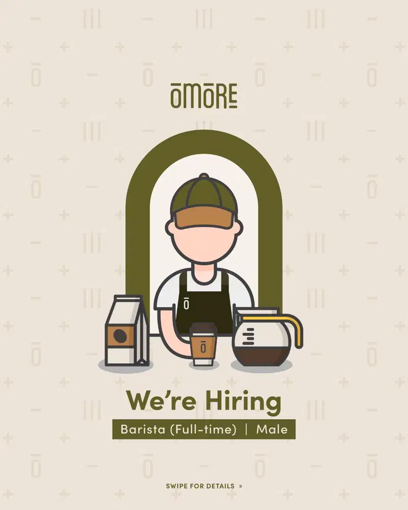 Lowongan Barista Full-time OMORE Coffee, Palagan, Yogyakarta