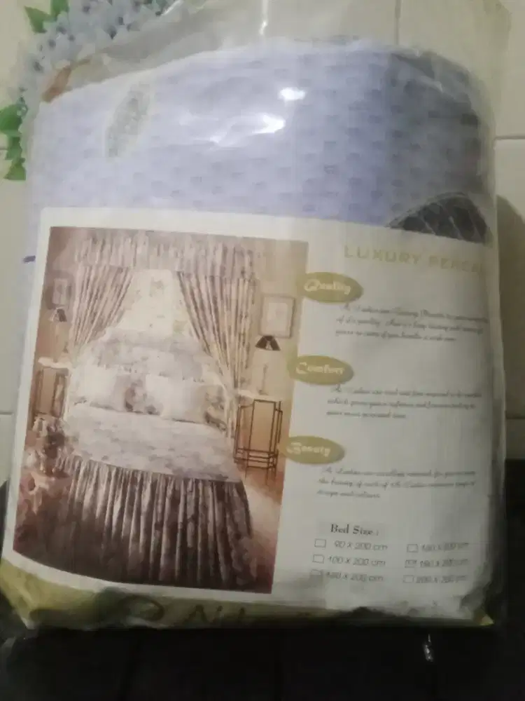 Seprey bahan katun rumbai 180x200 cm baru belum pernah dipakai samsek