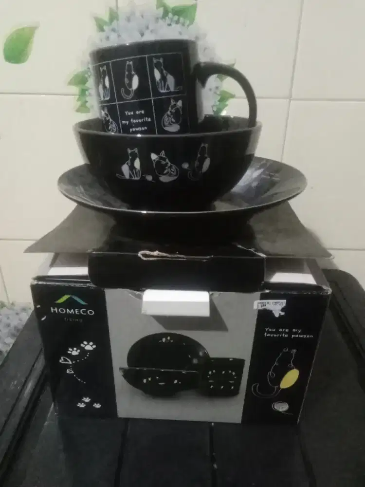 3 pcs ceramic dinner set baru ( mug, bowl, plate)