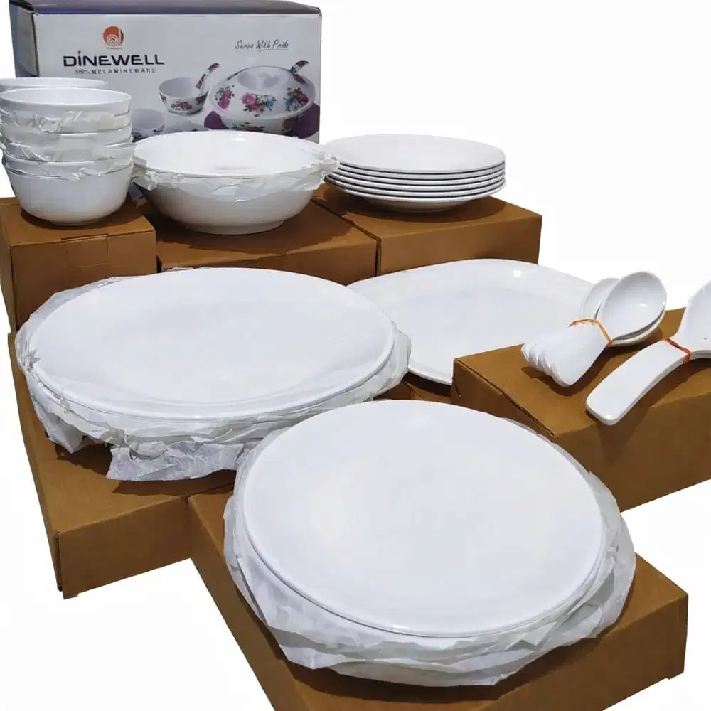 [PTII-8] Preloved Set Piring Melamin DAREWALL Putih 42 PCS