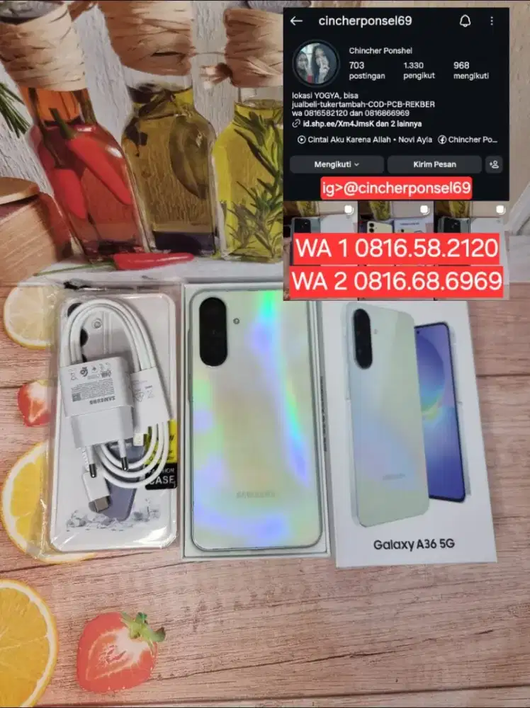 Jual hp siap pakai SAMSUNG A36 5g 8/256 grns sept 2026 free adaptor