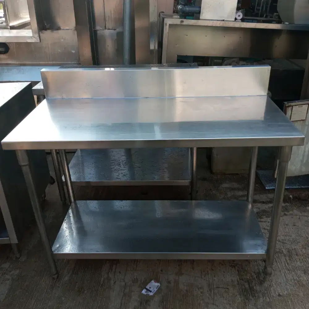 Meja Stainless 2 Susun Backsplash – Praktis dan Siap Pakai