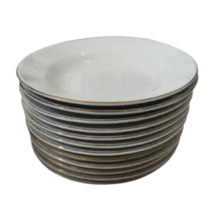 [PTII-32] Preloved Piring Keramik Diameter 21.5cm Putih Lis Gold 12PCS