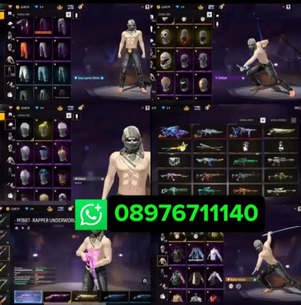 Jual akun free fire, SG on max on mainan anak dan dewasa, terlaris