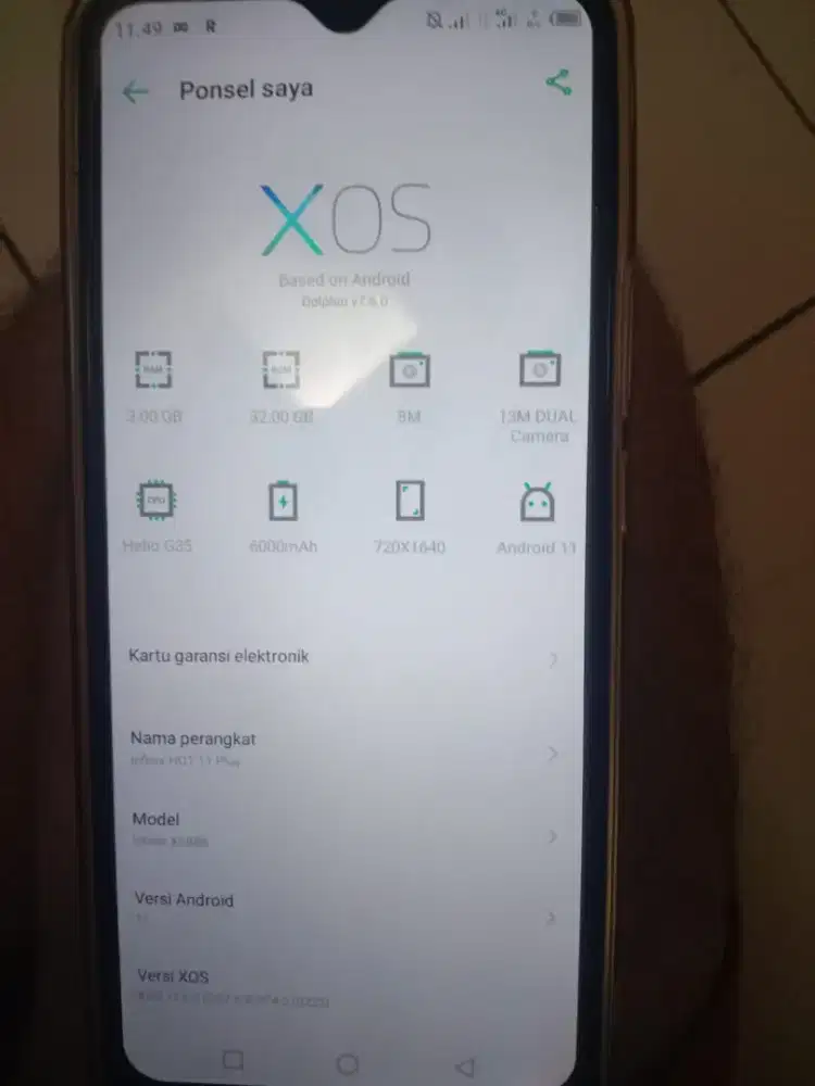 Infinix hot 10play unit hp saja siap pakai normal