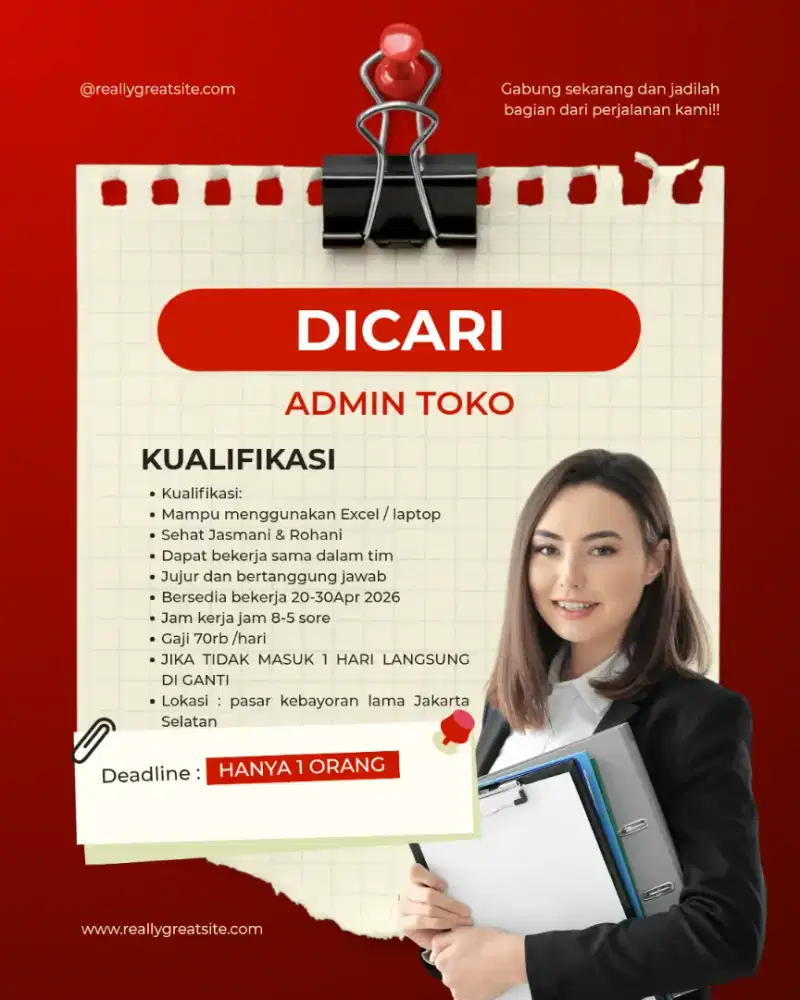 DICARI 1 Admin Toko Lok. Pasar Kebayoran Lama