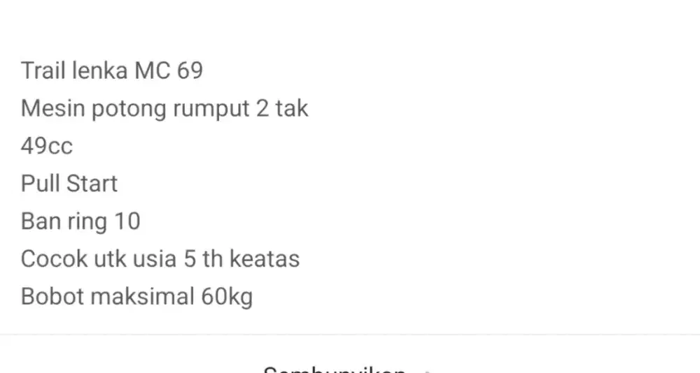 Mini Trail , Cuma dipakai 2x anaknya sudah gamau, bisa nego