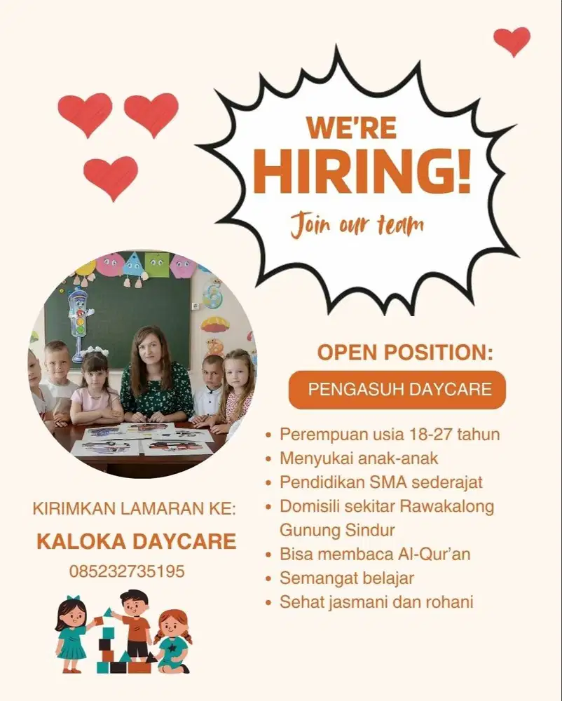 LOKER GURU DAYCARE DI RAWAKALONG -TANGSEL SEGERA !!!