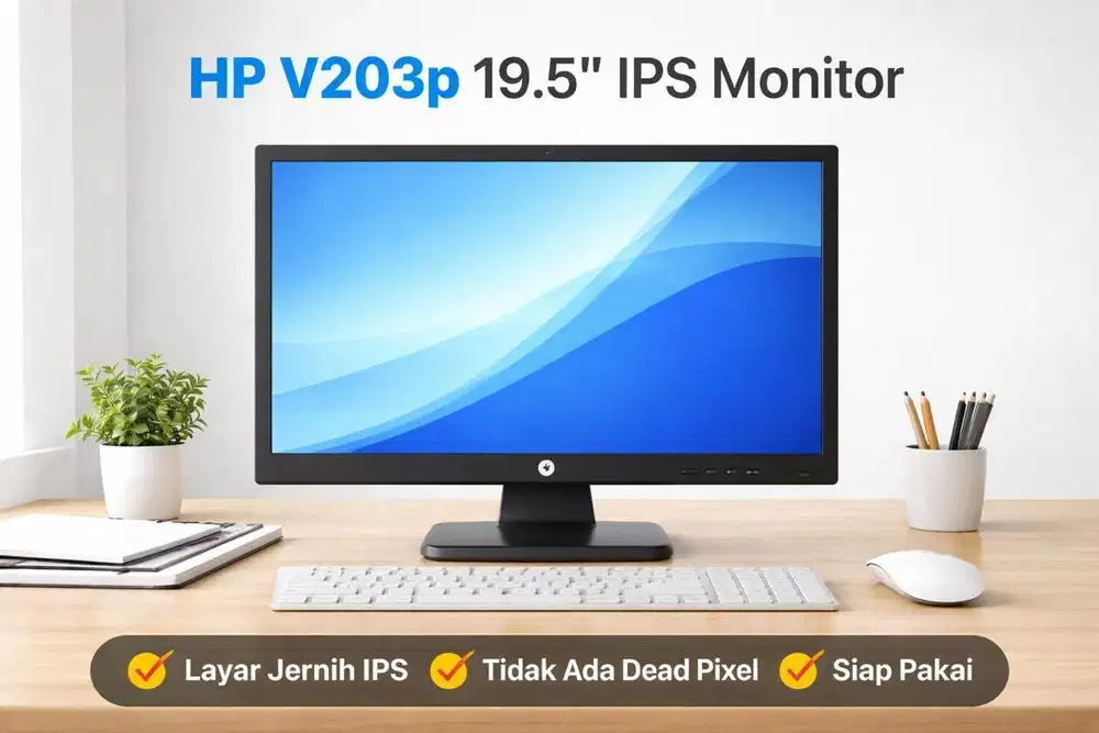 HP V203p Monitor 19.5” IPS – Jernih, Siap Pakai