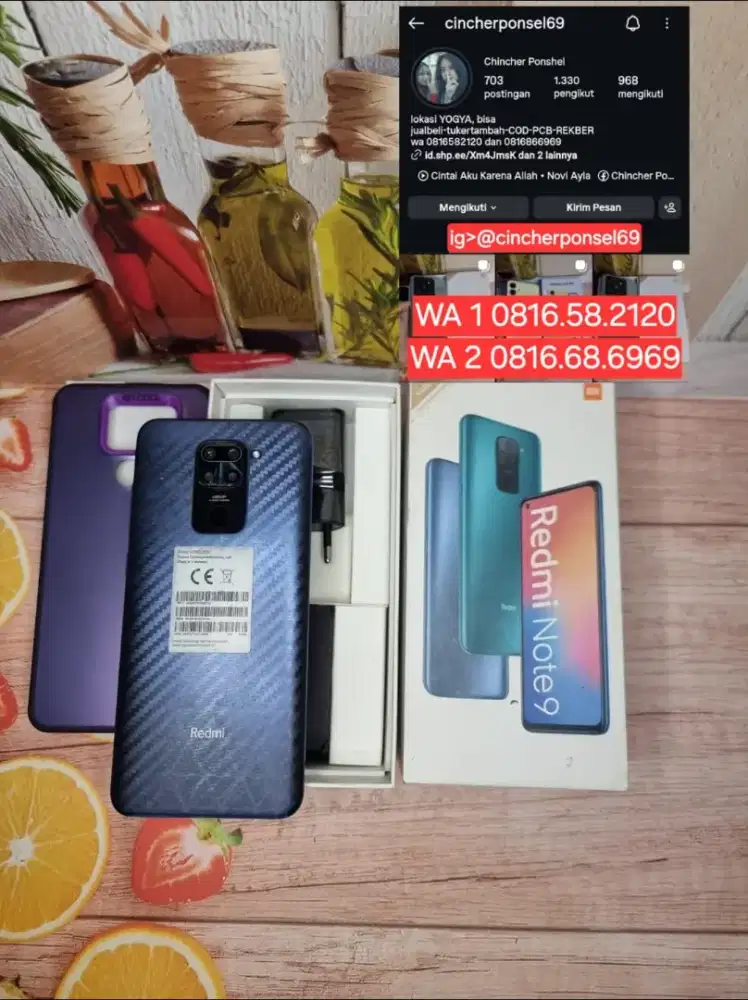Jual hp redmi note 9 istimewa tinggal pakai