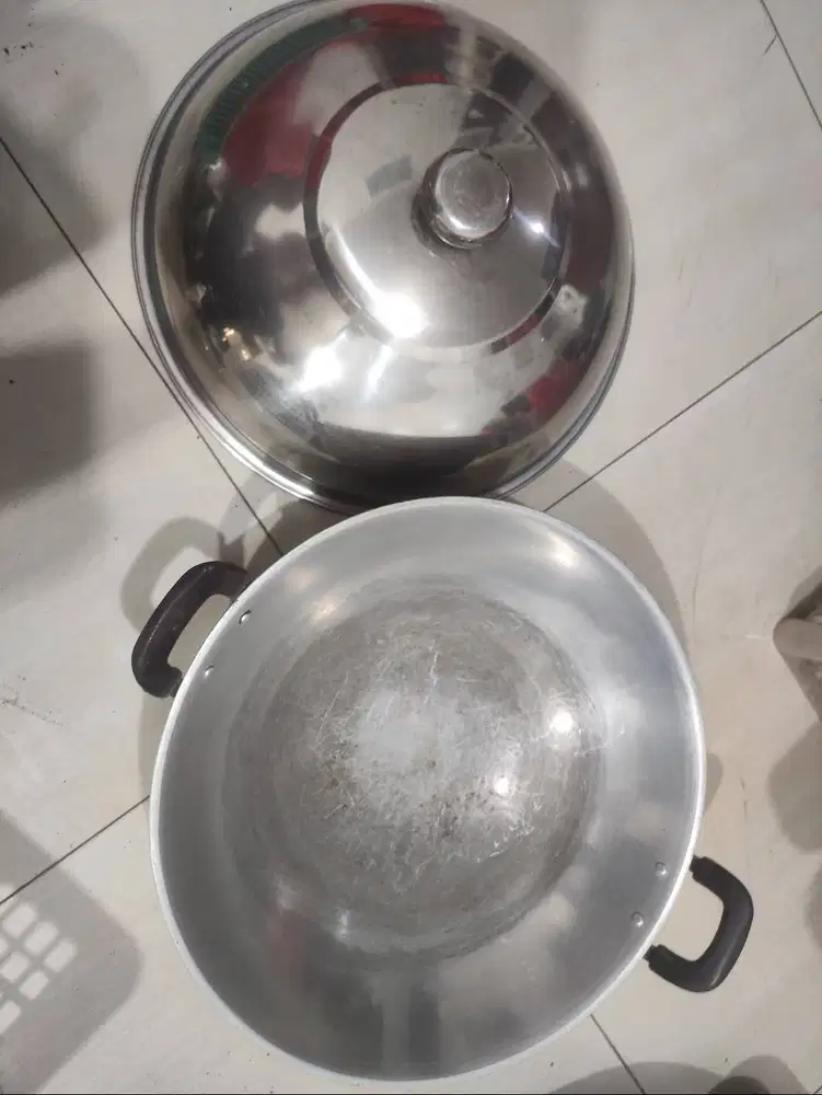 set Wajan Kuali penggorengan besar 40 cm + tutup