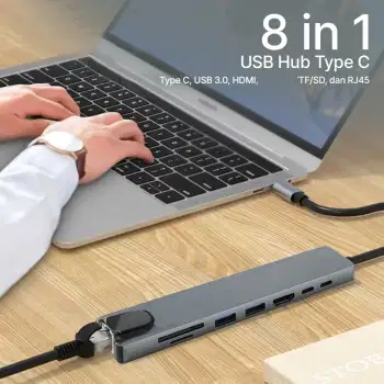 USB Hub Type C 3.0 Adapter 8in1 USB RJ45 HDMI SD TF USB Type C