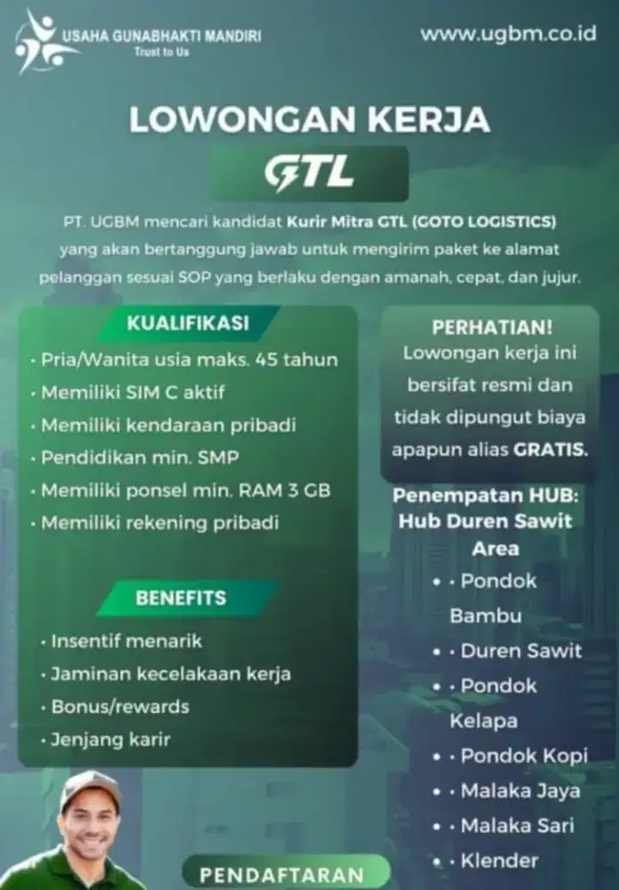 Mitra kurir GTL Hub Duren Sawit & Kemayoran