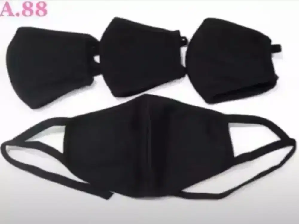 dijual masker kain katun berlapis polos hitam termurah se indonesia