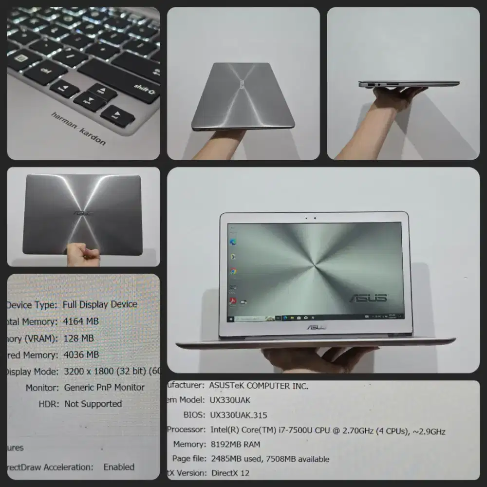 Asus zenbook ux ultrabook slim aluminum intel core i7 8 512gb