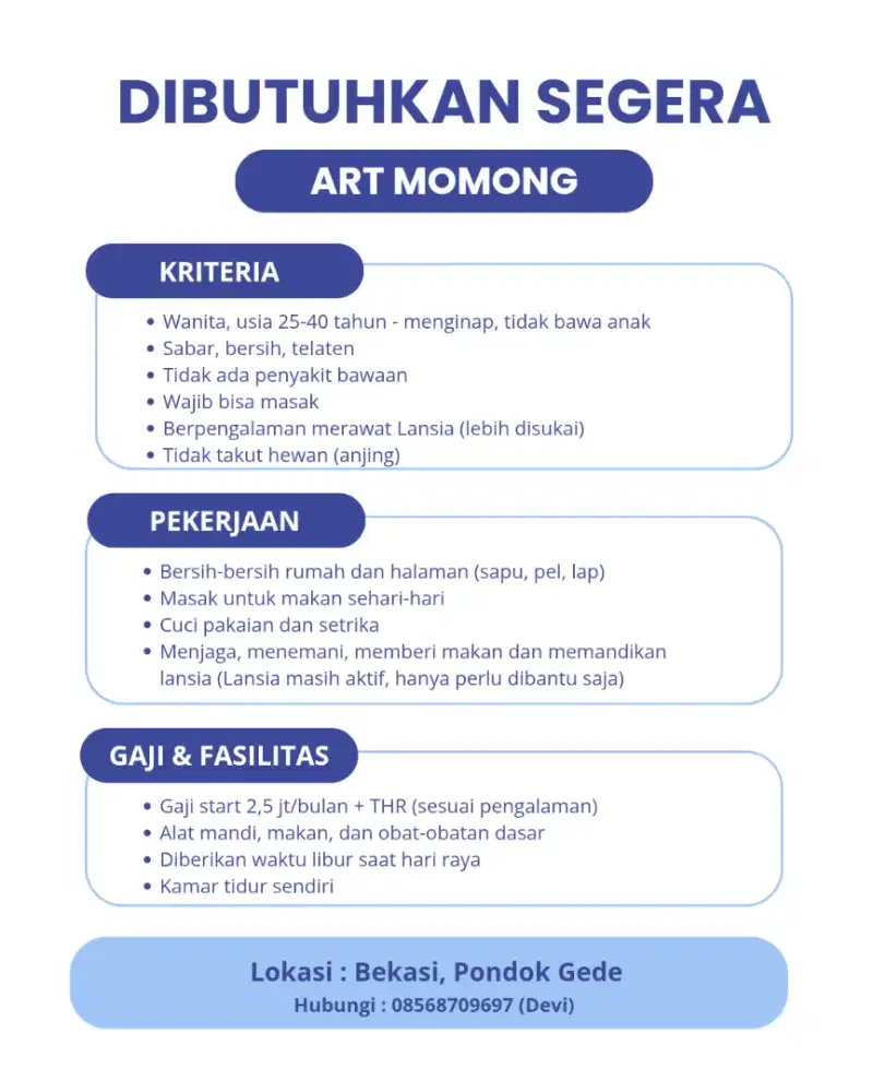 Dibutuhkan ART Momong