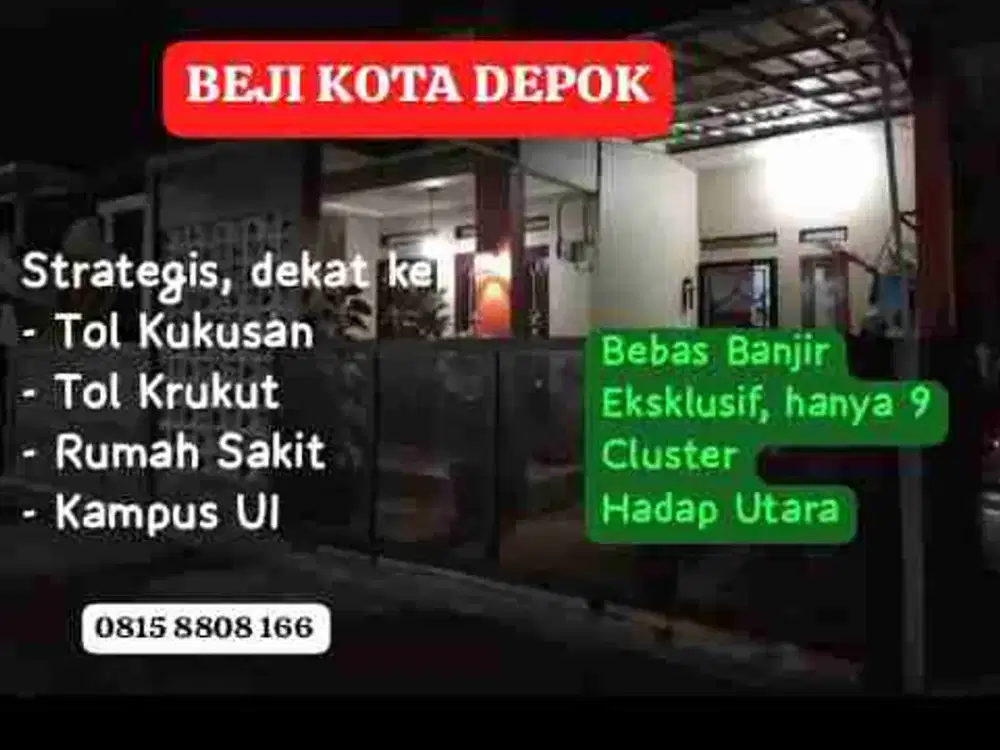 Dijual Rumah Dekat Tol Krukut dan Kukusan Beji Kota Depok.