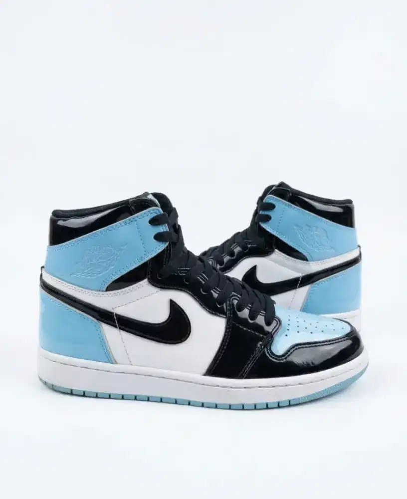 Sepatu Nike Air Jordan 1 Retro Hi UNC Patent Blue Chill Size 41