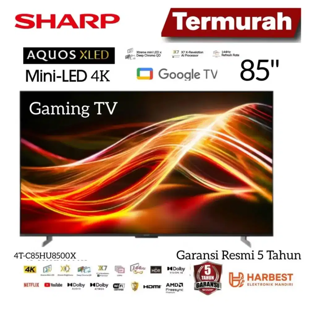 SHARP Aquos Mini LED XLED 4K Google TV 85 Inch 4T-C85HU8500X X7