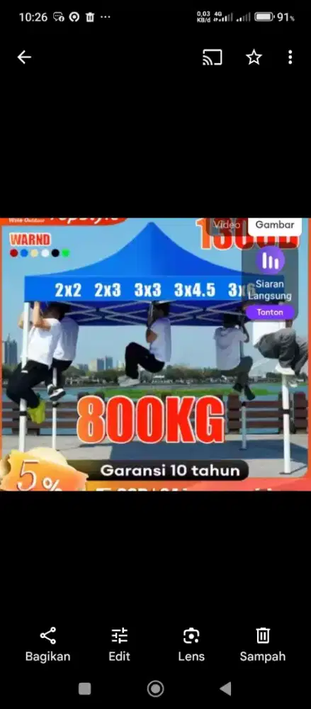 Di jual tenda lapak ukuran tiga meter x empat setengah