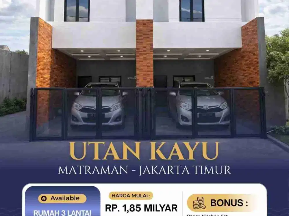 Rumah Cantik 3 Lantai Utan Kayu Jakarta Timur