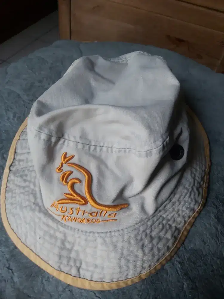 Vintage Australia Kangaroo Bucket Hat,kondisi masih bagus100%Cotton