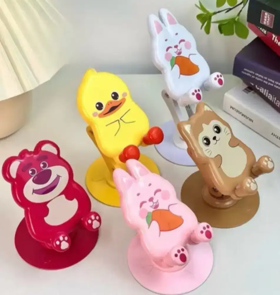 Collapsible Stand Phone Karakter Lucu2 Dudukan Metal Rotasi 360 New