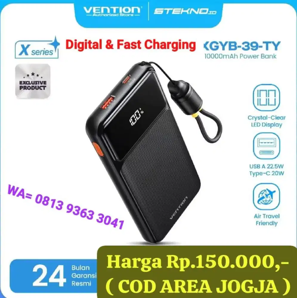 Powerbank Vention 10000mah 22,5watt ( COD KULONPROGO )
