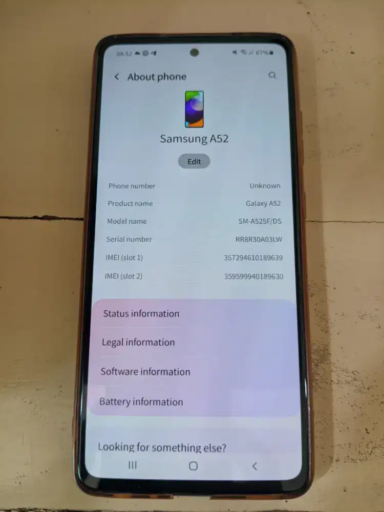 Jual Bekas berkualitas HP Samsung A52 8/256gb