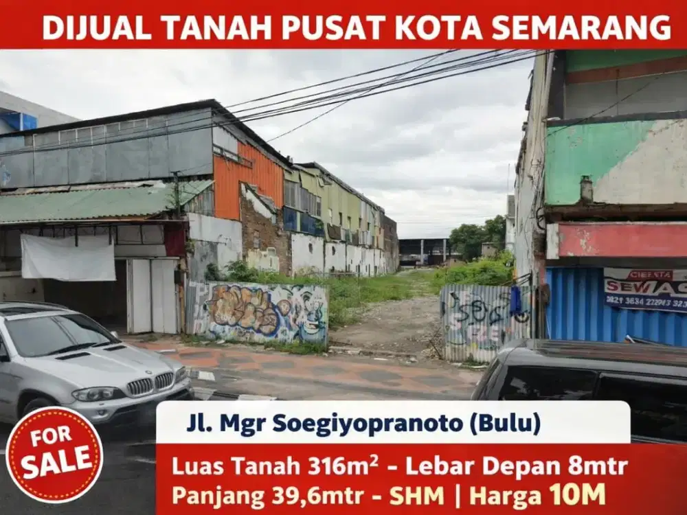 Tanah 316m2 pusat kota Jl mgr Sugiyopranoto (BULU) SEMARANG BARAT