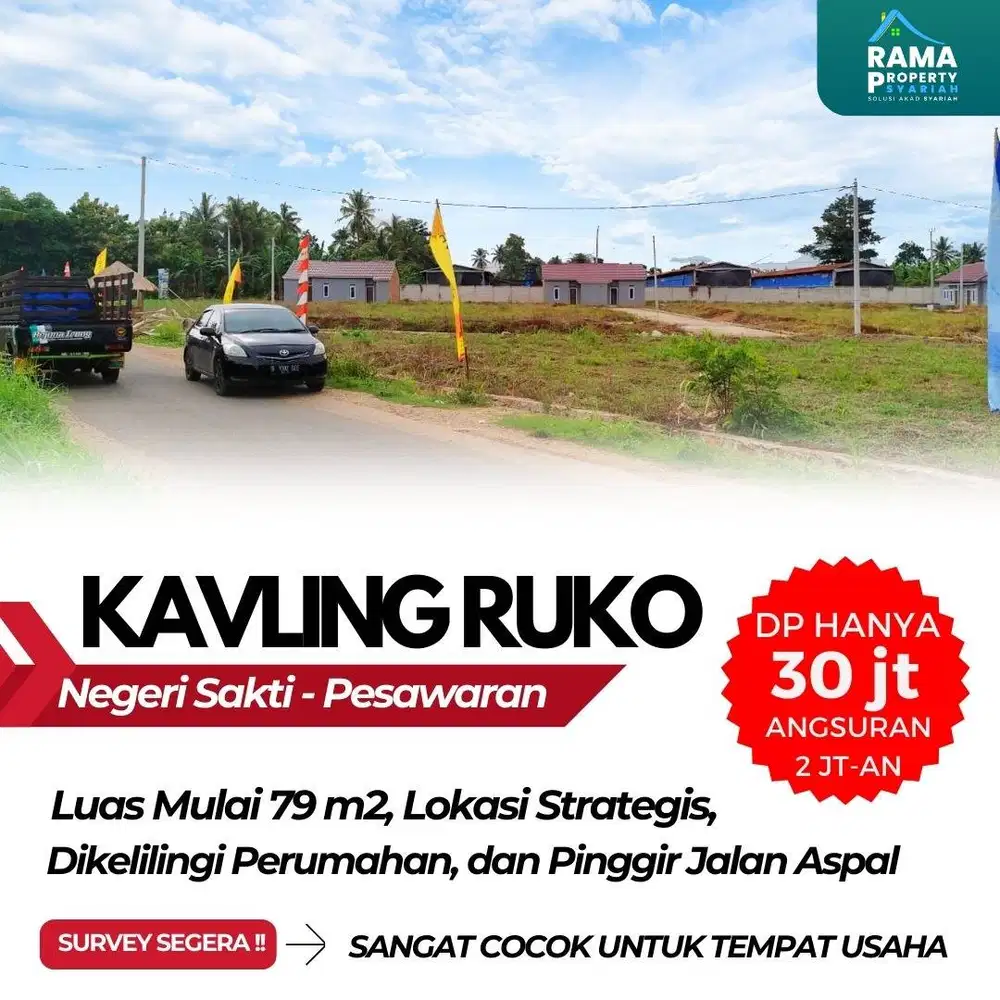 KAVLING RUKO NATAR NEGRI SAKTI DIPINGGIR JALAN UTAMA DP MURAH