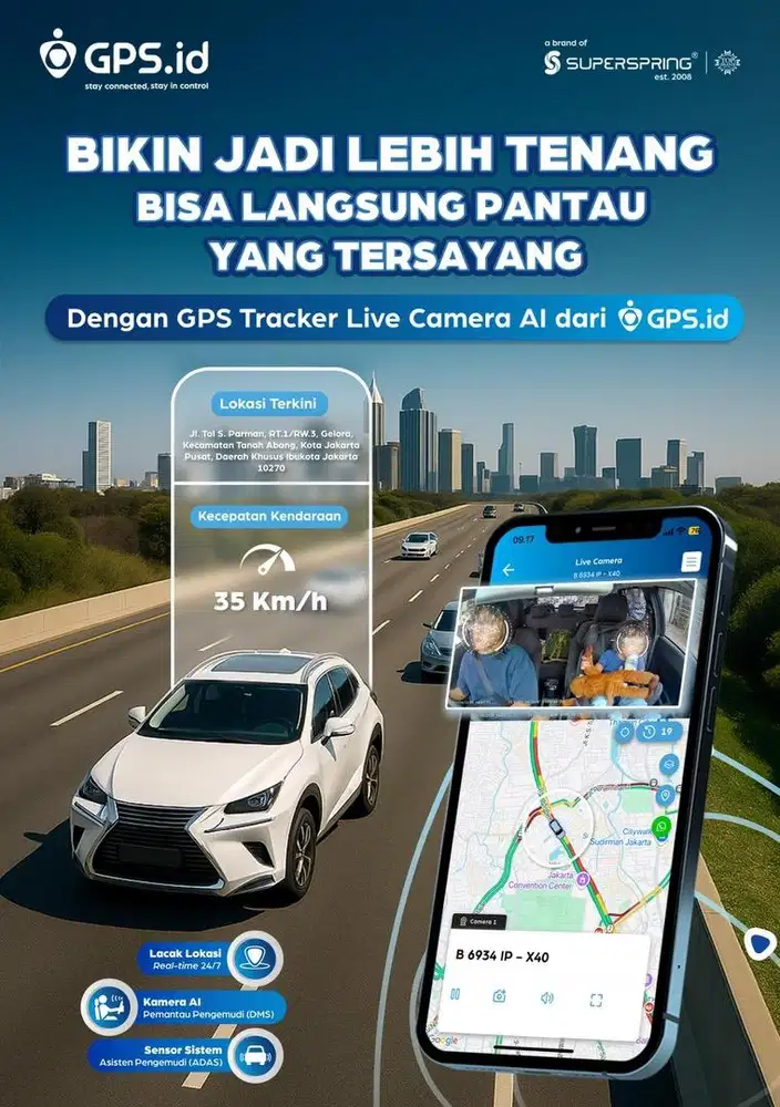 GPS Tracker dengan Live AI Camera dengan Fitur ADAS, DMS