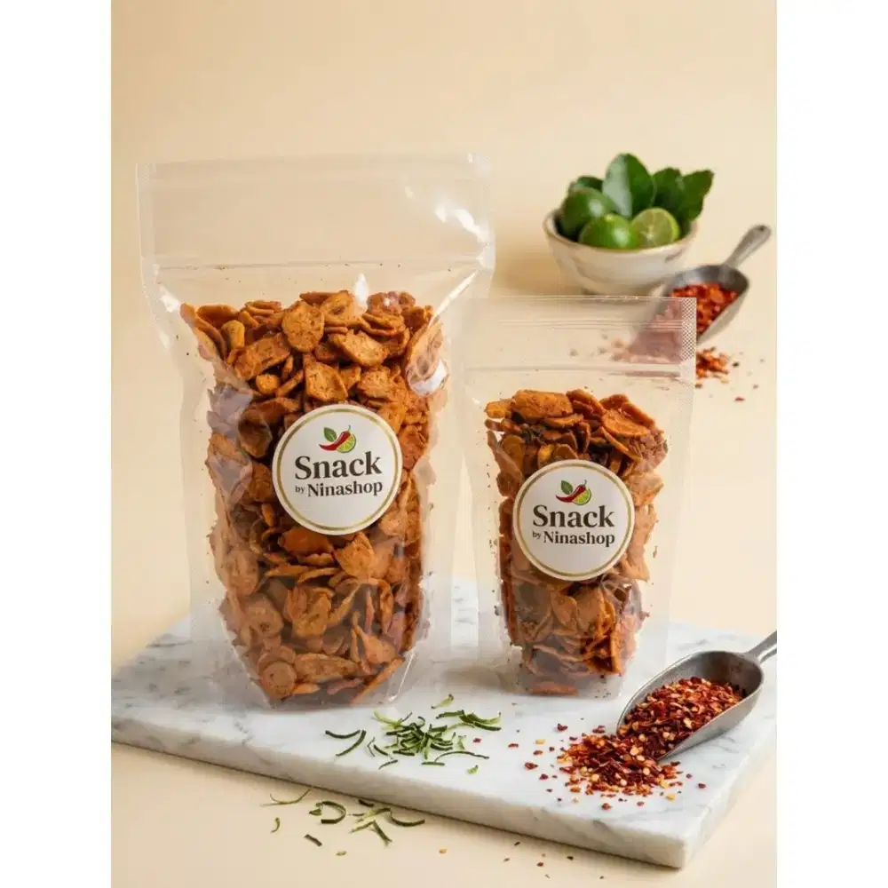 Kriptak / Kripik Otak Otak Pedes Daun Jeruk / Keripik Cemilan Snack