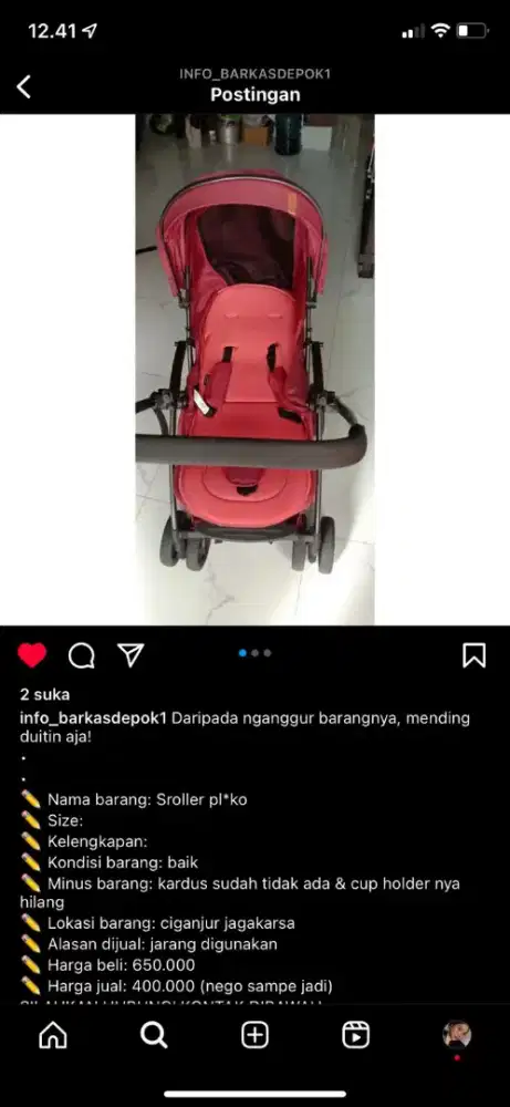 Stroller pliko merah