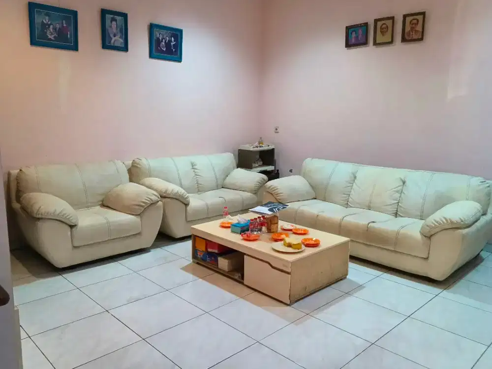 Sofa Kulit Set 3+2+1 Murah Masih Bagus