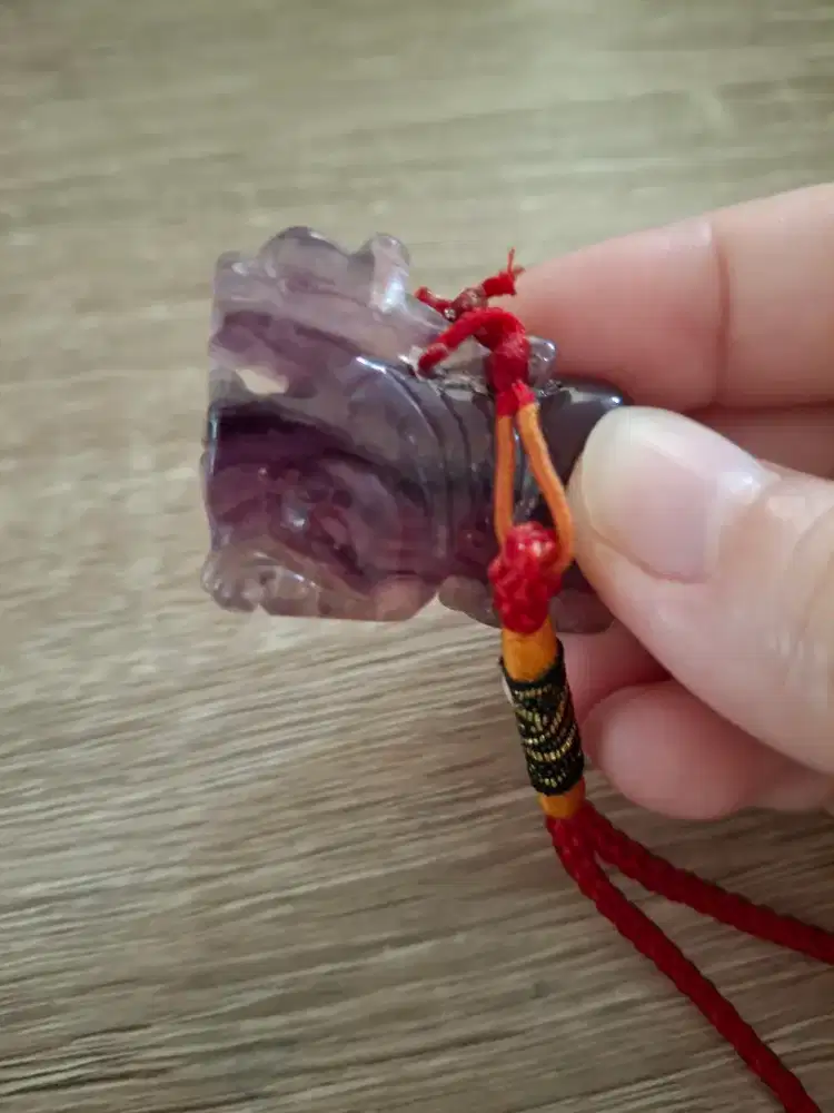 Gantungan Giok Lion Purple Amethyst