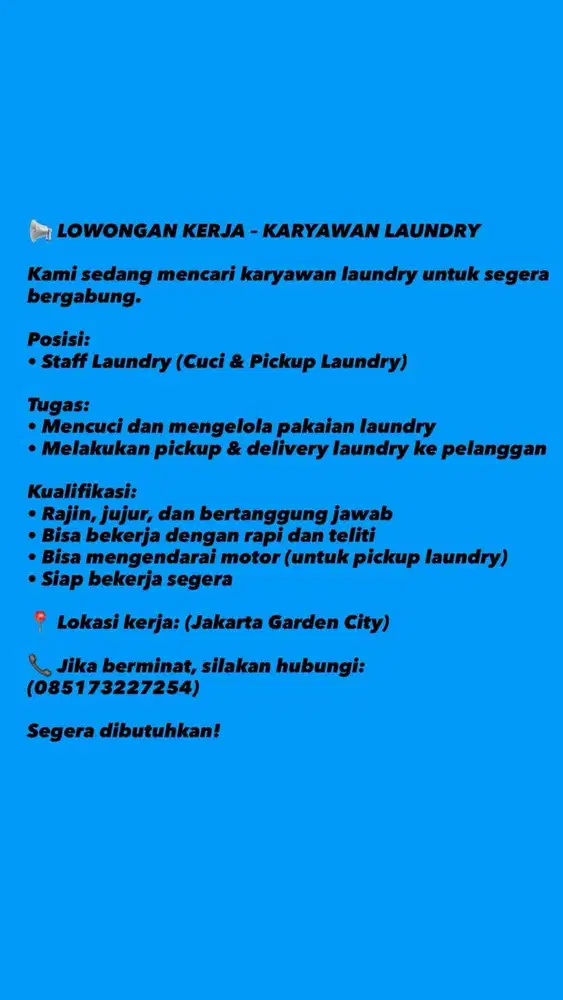 STAFF LAUNDRY (CUCI & PACKING)