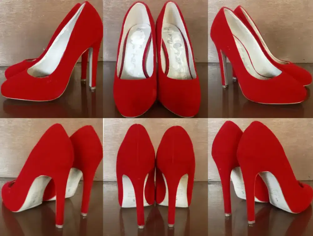 Sepatu high heels stiletto merah hak tinggi 12Cm size 36 (22, 5cm)