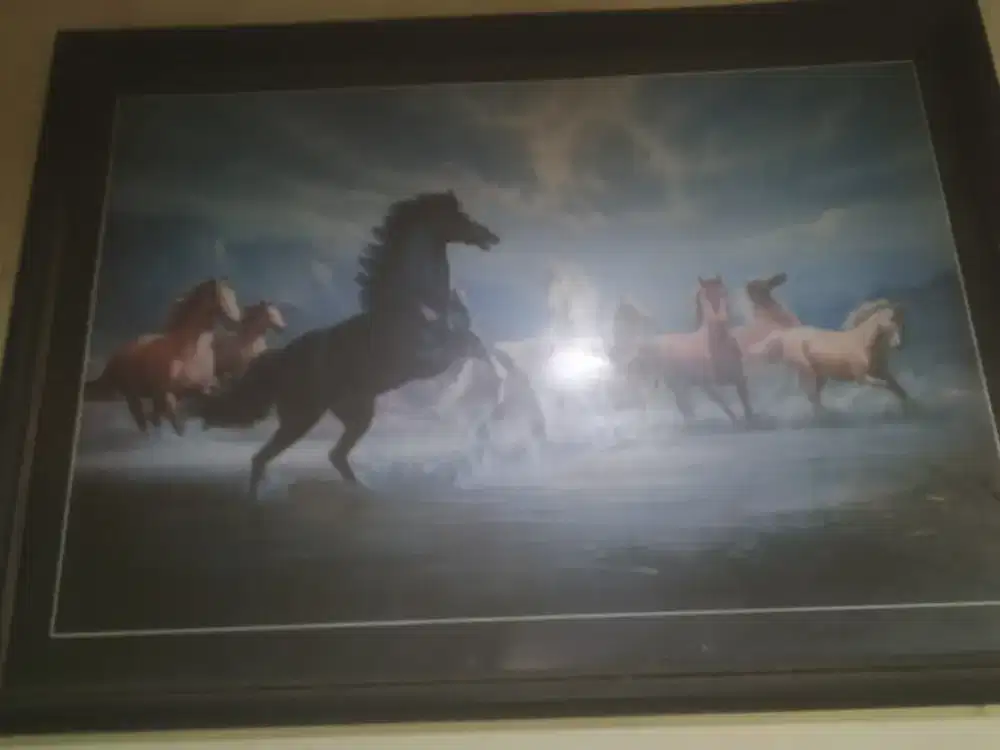 Lukisan 8 kuda ukuran besar 107x76 cm + bingkai (minus frame)