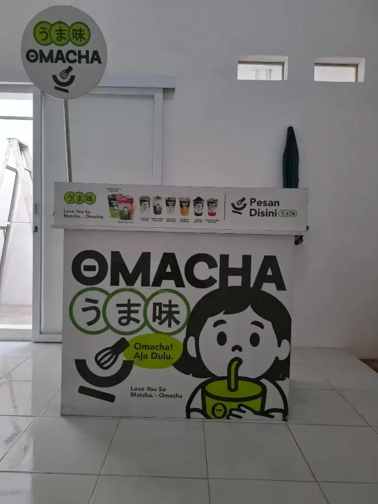 Gerobak/Booth Omacha & Alat Barista Lengkap (Kondisi 95% Mulus)