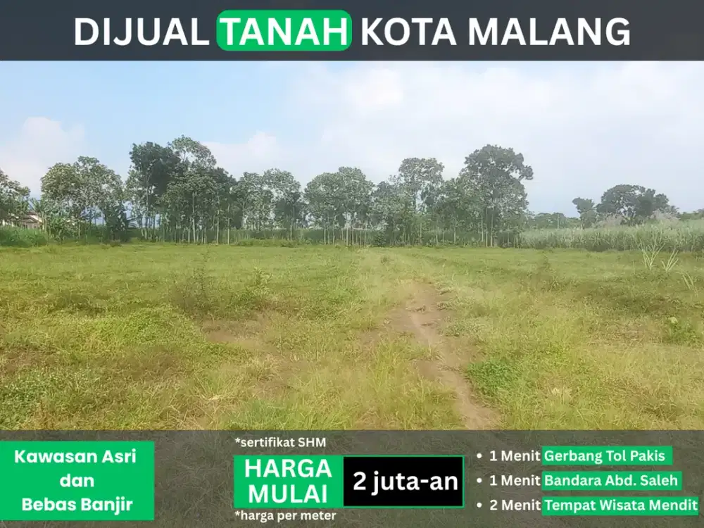 Tanah Dijual Sertifikat Untuk Bangun Rumah 3 Menit Bandara Pakis Malang